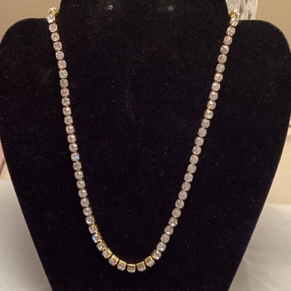 Goldtone Acrylic Crystal Necklace  18” - Picture 1 of 4
